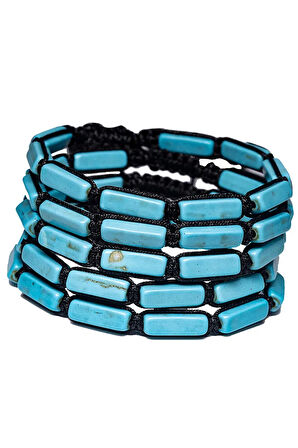 Sertifikalı Dikdörtgen Firuze - Turkuaz Taşı Bileklik