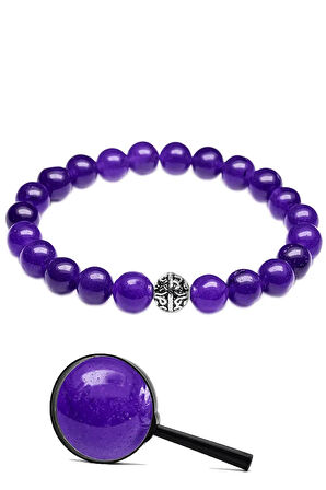 Sertifikalı Gümüş Aparatlı Doğal Mor Akik Taşı Bileklik