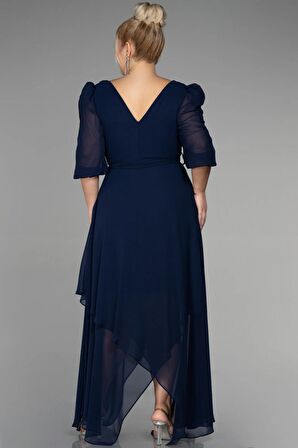 Kapri Kol Uzun Şifon Büyük Beden Abiye ABK1083