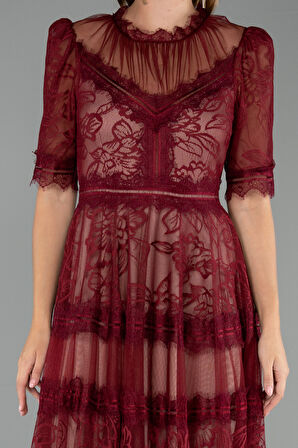 Kısa Kol Midi Davet Elbisesi ABK1388