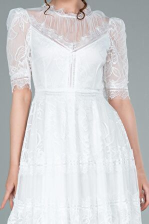 Kısa Kol Midi Davet Elbisesi ABK1388