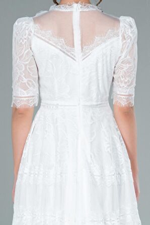 Kısa Kol Midi Davet Elbisesi ABK1388