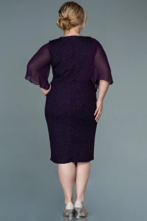 Kısa Kol Simli Midi Büyük Beden Abiye ABK1610