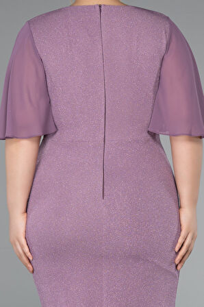 Kısa Kol Simli Büyük Beden Abiye ABK1826