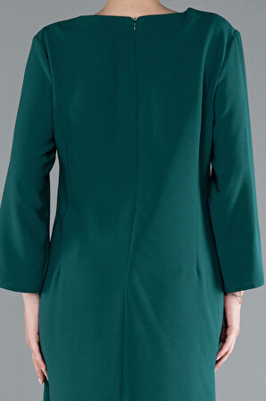 Kapri Kol Taşlı Midi Büyük Beden Davet Elbisesi ABK2197