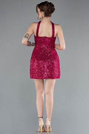 Straplez Mini Pul Payet Gece Elbisesi ABK2201