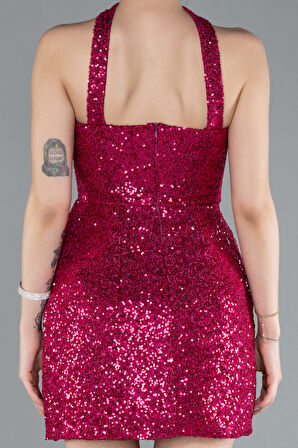 Straplez Mini Pul Payet Gece Elbisesi ABK2201