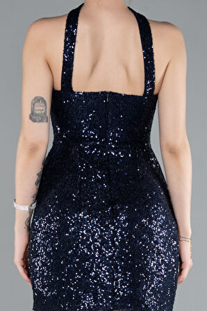 Straplez Mini Pul Payet Gece Elbisesi ABK2201