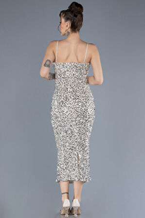 Askılı Midi Pullu Gece Elbisesi ABK2223