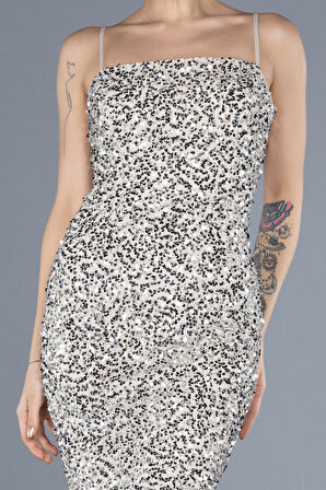 Askılı Midi Pullu Gece Elbisesi ABK2223