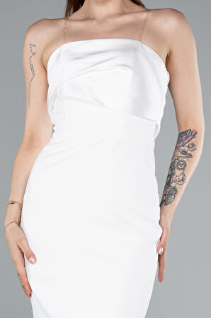 Saten Straplez Yaka Kısa Davet Elbisesi ABK2306