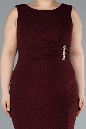 Kolsuz Yırtmaçlı Midi Büyük Beden Abiye ABK2338