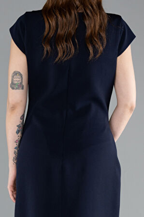 Kısa Kol Yırtmaçlı Midi Büyük Beden Davet Elbisesi ABK2340