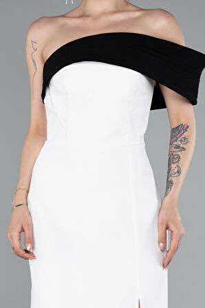 Tek Omuz Yırtmaçlı Midi Davet Elbisesi ABK2350