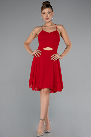 Askılı Kısa Şifon Mezuniyet Elbisesi ABK2352