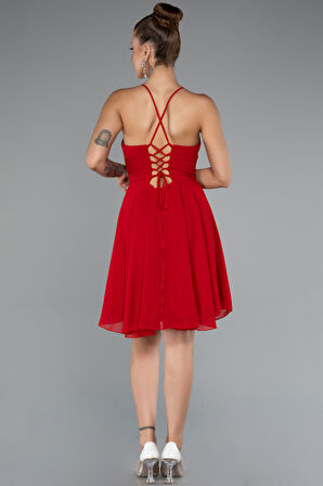 Askılı Kısa Şifon Mezuniyet Elbisesi ABK2352