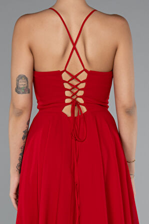 Askılı Kısa Şifon Mezuniyet Elbisesi ABK2352