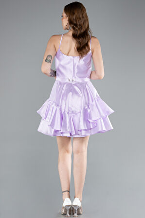 Askılı Katlı Etekli Kısa Mezuniyet Elbisesi ABK2356