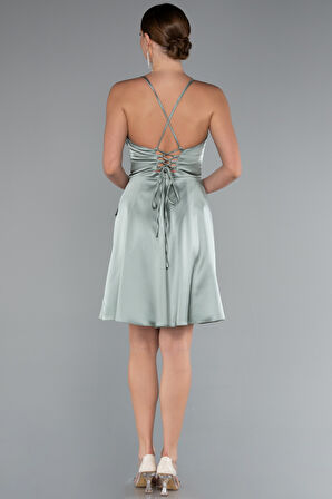 Askılı Kısa Saten Mezuniyet Elbisesi ABK2366