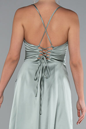 Askılı Kısa Saten Mezuniyet Elbisesi ABK2366