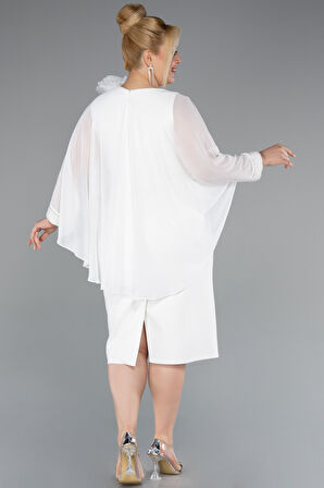 Kapri Kol Midi Şifon Büyük Beden Davet Elbisesi ABK2383