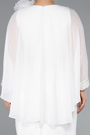 Kapri Kol Midi Şifon Büyük Beden Davet Elbisesi ABK2383