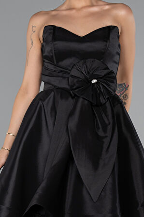 Straplez Kısa Saten Davet Elbisesi ABK2393