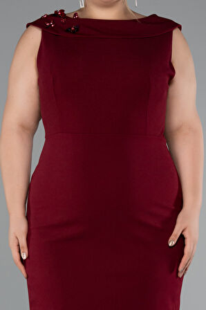 Kolsuz Midi Büyük Beden Davet Elbisesi ABK2422