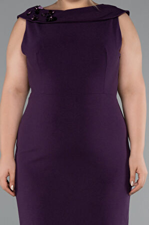 Kolsuz Midi Büyük Beden Davet Elbisesi ABK2422