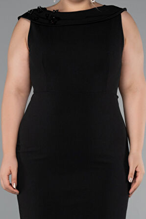 Kolsuz Midi Büyük Beden Davet Elbisesi ABK2422