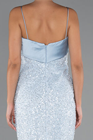 Askılı Midi Pul Payet Gece Elbisesi ABK2429