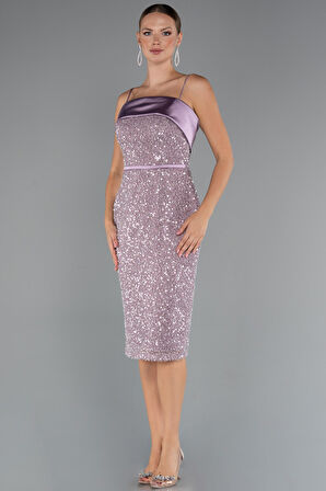Askılı Midi Pul Payet Gece Elbisesi ABK2429