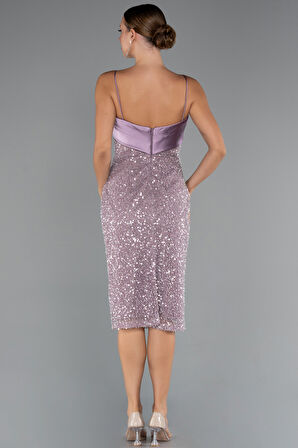 Askılı Midi Pul Payet Gece Elbisesi ABK2429