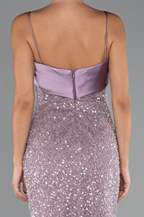 Askılı Midi Pul Payet Gece Elbisesi ABK2429