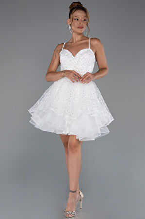 Askılı Kısa Pullu Abiye Elbisesi ABK2435