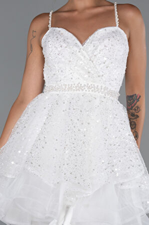 Askılı Kısa Pullu Abiye Elbisesi ABK2435