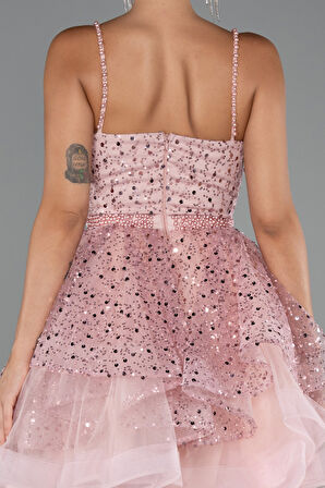 Askılı Kısa Pullu Abiye Elbisesi ABK2435