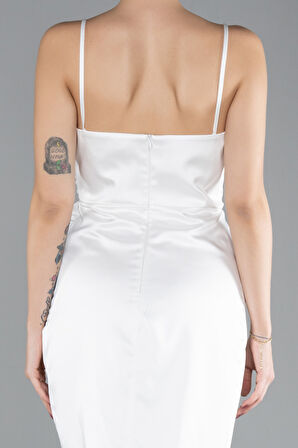 Askılı Mini Saten Davet Elbisesi ABK2464