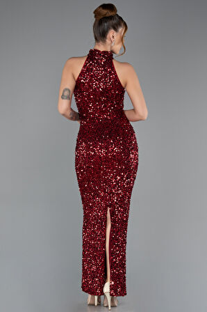 Halter Yaka Midi Pul Payet Abiye Elbise ABK2474