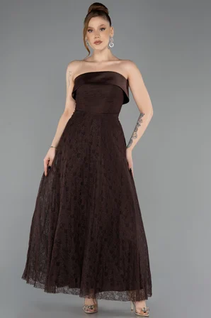 Straplez Midi Dantel Davet Elbisesi ABK2538