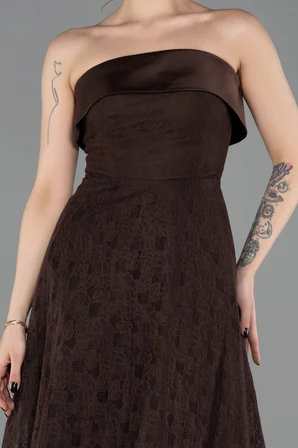 Straplez Midi Dantel Davet Elbisesi ABK2538