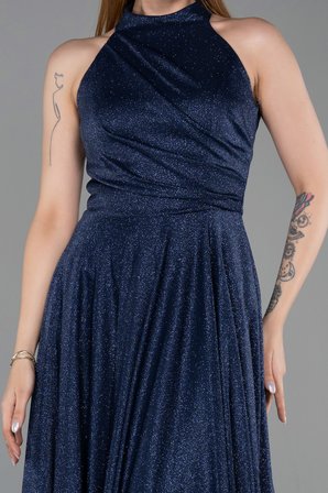 Halter Yaka Midi Simli Davet Elbisesi ABK2638