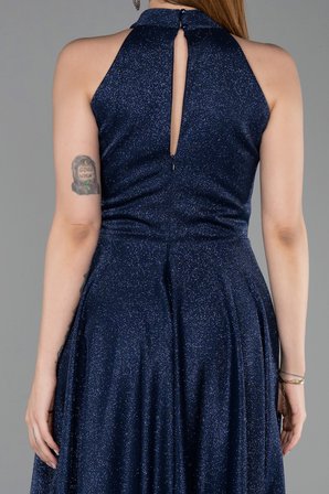 Halter Yaka Midi Simli Davet Elbisesi ABK2638