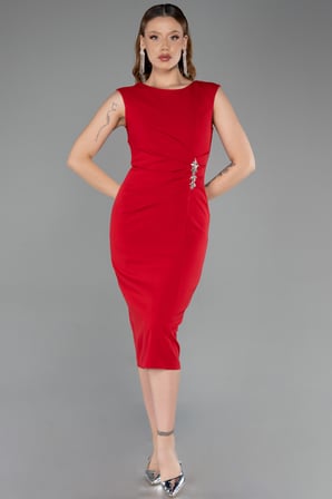Kolsuz Midi Davet Elbisesi ABK2653