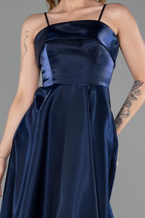 Askılı Midi Saten Davet Elbisesi ABK2657