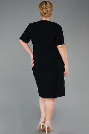 Kısa Kol Yakası Taşlı Midi Büyük Beden Abiye ABK2662