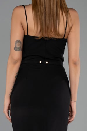 Askılı Kemerli Midi Davet Elbisesi ABK2687