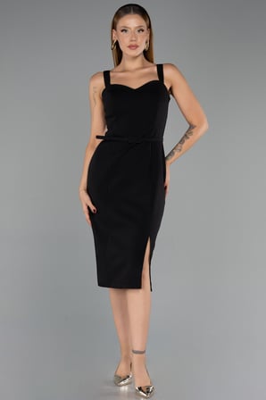 Askılı Kemerli Midi Davet Elbisesi ABK2688
