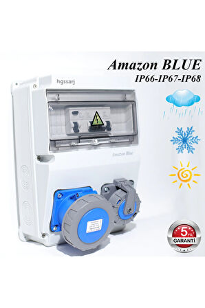 "Amazon BLUE'' Monofaze Elektrikli Araç Kombinasyon Kutusu, Tesla Blue Adaptöre Uyumlu V i k o / P a n a s o n i c
