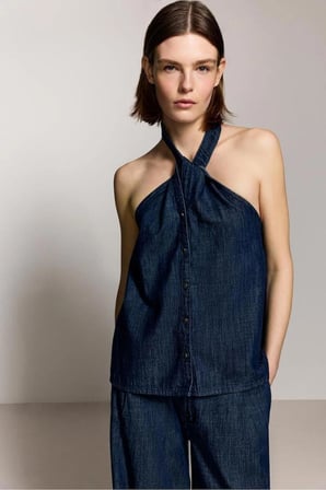 ALLBUCKS Lefties Denim Halter Top Bluz ABLFT00007